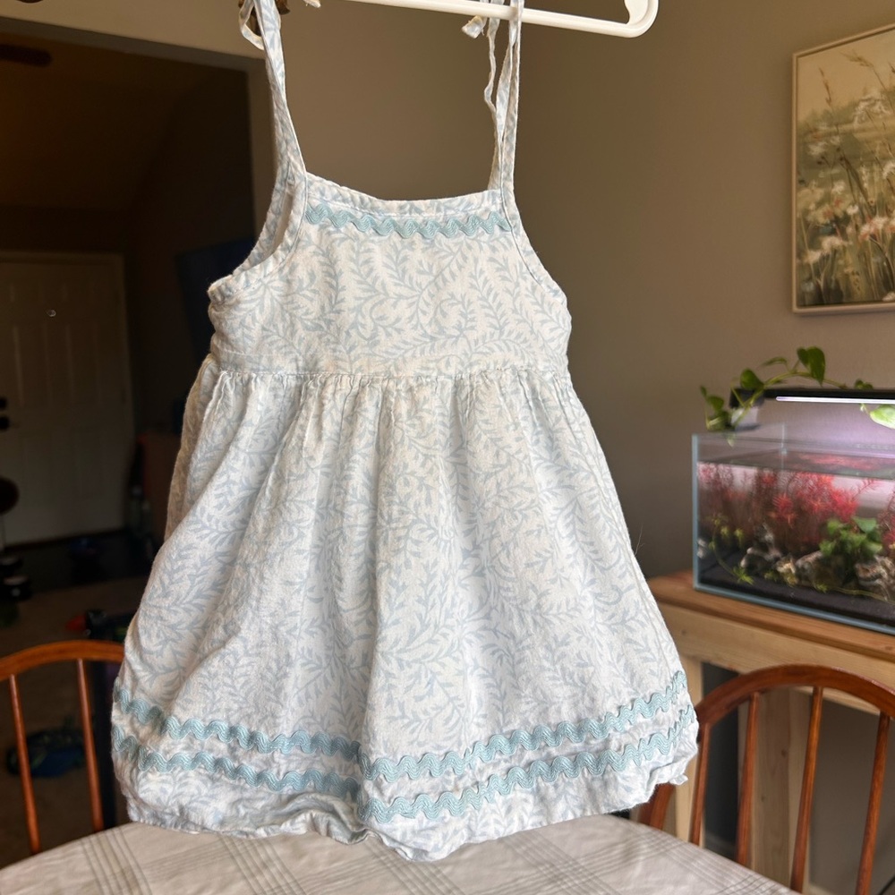 Smockingbird Brand White and Blue Floral Dress